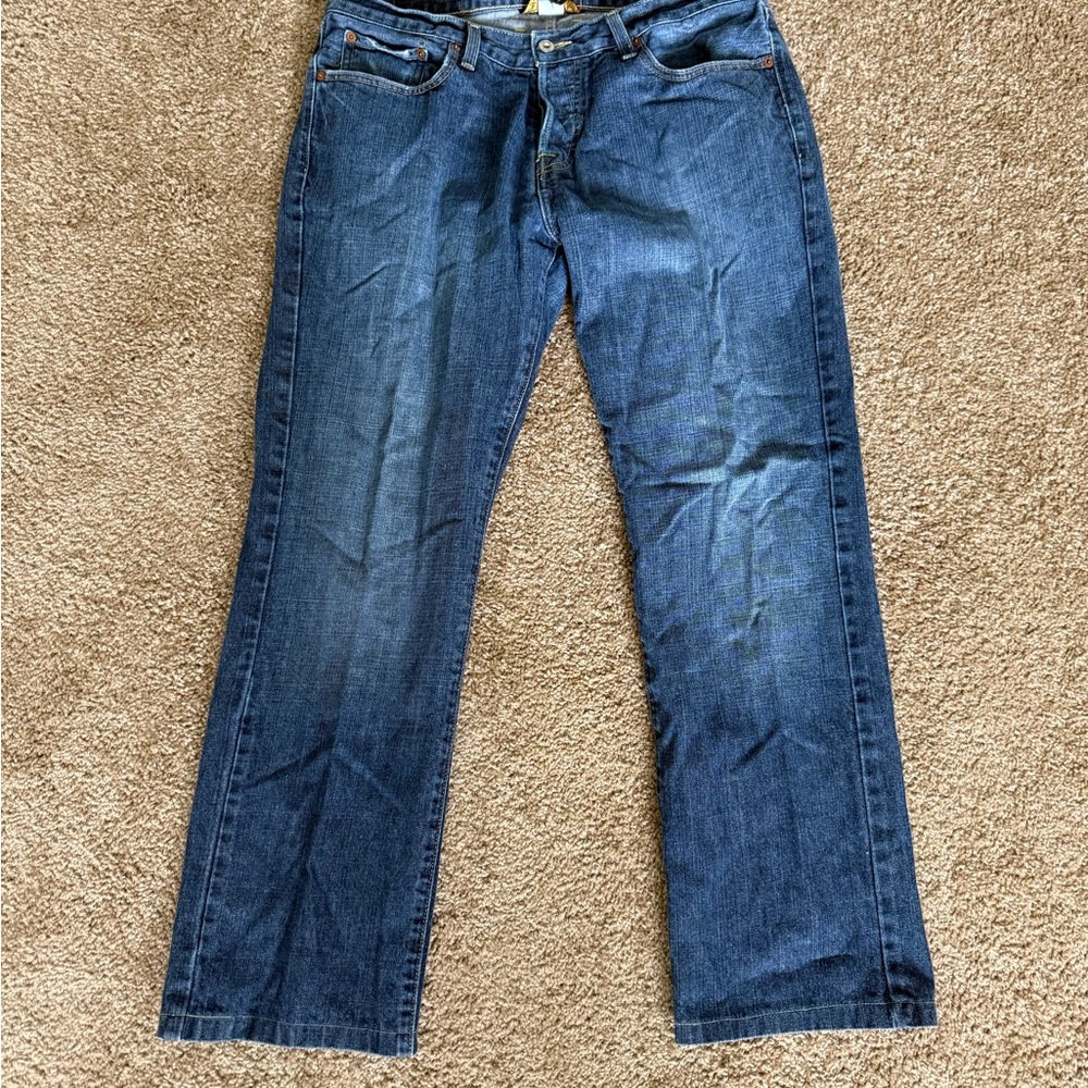 Lucky Brand Blue Straight Jeans with Contrast Stitching
